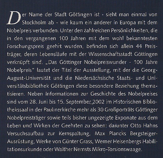 Gttingen
                Nobelpreistrger Biografien