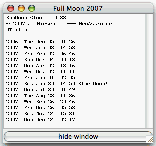 Full Moon dates